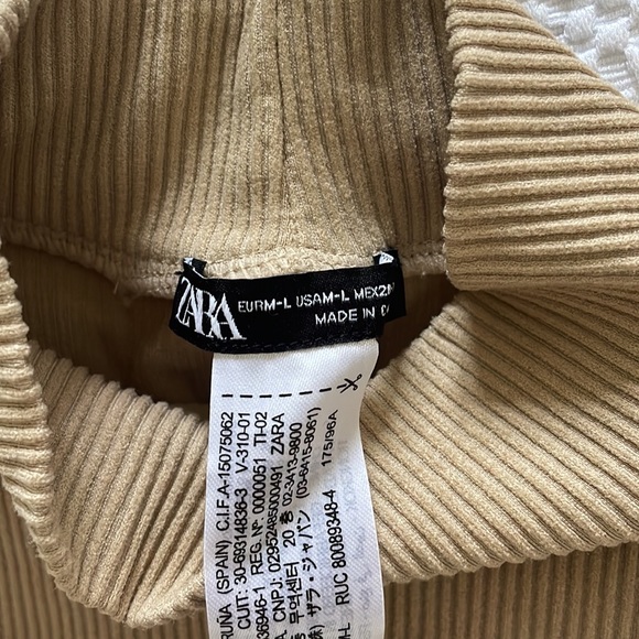 Zara High Neck Tan Ribbed Cotton Tank M/L - Picture 3 of 4